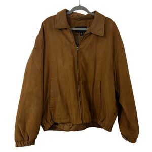 Brown Vintage Suede Style London Fog Designer Bomber Jacket Coat Men’s XL Fit!